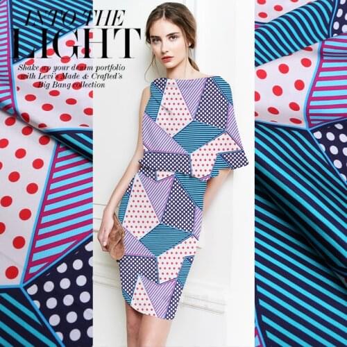 New 19 M / M 140CM Wide Digital Spray / Painting Spandex Silk Satin Fabric For DIY Clothing Design