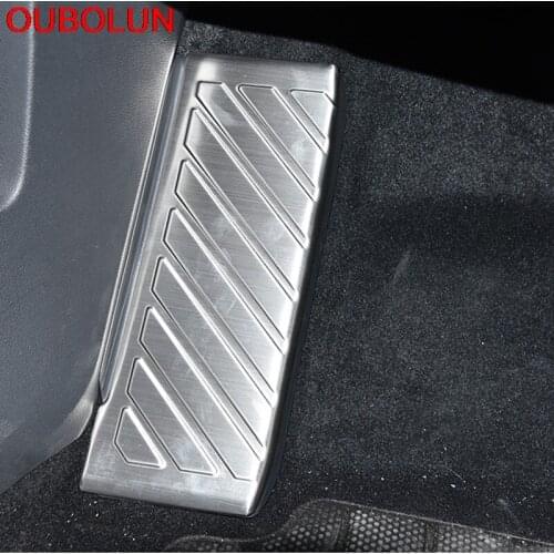 OUBOLUN For Volkswagen Tiguan MK2 2017 2018 2019 Foot Rest Pedal Protector Frame Cover Trim Interior Accessories Stainless Steel