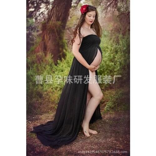 Maternity Dress for Photo Shoot Maxi Maternity Gown SPLIT FRONT Maternity Chiffon Gown Maternity Photography Props Plus siz