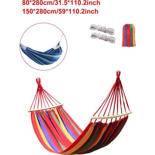 Outdoor Portable Hanging Hammock Single Double Camping Swing Chair Thick Canvas Bed Hammocks 350KG Load with Straps Carrying Bag