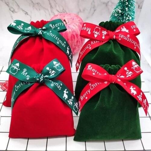 15Pcs/lot Christmas Gift Velvet Candy Bag Home Children Christmas Tree Decor Gift Bags Merry Christmas Decoration Supplies