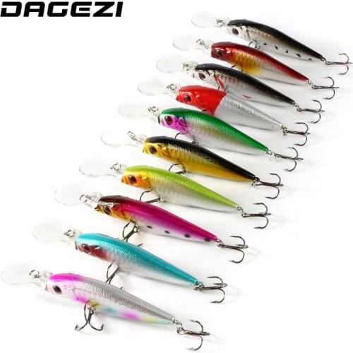 DAGEZI 10 pcs/lot Fishing Lure 1.5-2.5M Deep swim hard fishing bait 11CM 13G artificial baits minnow fishing wobbler pesca