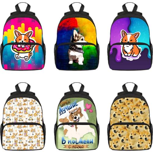 3D Print Pet Dog Welsh Corgi Pembroke Backpack Kids Bags School Bags for Girl Boys Cute Backpacks Kindergarten Kawaii Mochilas
