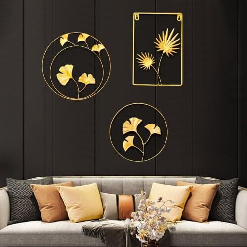 Nordic Wall Decoration Iron Ginkgo Leaf Pendant Hanging Bedroom Living Room Ornaments For Home Aesthetic Room Decor Wall Mural