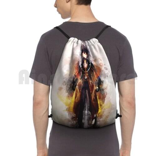 Genshin Impact-Zhongli Backpack Drawstring Bag Riding Climbing Gym Bag Zhongli Genshin Impact Genshin Impact Zhongli Genshin