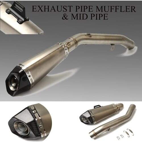 Motorcycle Exhaust Full System Mid Link Pipe Escape Laser Marking Carbon Fiber Muffler For Kawasaki Z800 2013 2014 2015 2016