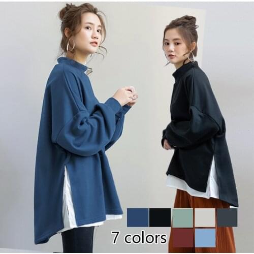 Women Casual Fake Two Piece Sweatshirts Fashion British Style Fake Plaid Shirt Loose Spring Pullover Autumn And Winter