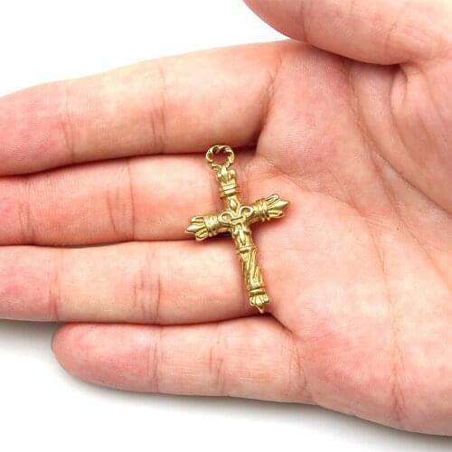 1PC Cross Shape Brass Lanyard Pendant Keychain Key Chain Ring Decorative Accessories EDC Multipurpose Pendant