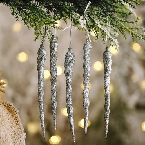 13cm Christmas Simulation Ice Xmas Tree Hanging Ornament Fake Icicle Winter Party Christmas New Year Decoration Supplies