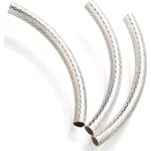 20 pcs carved curved tube spacer bead connectors for bracelet earrings silver plated jewelry findings accessories