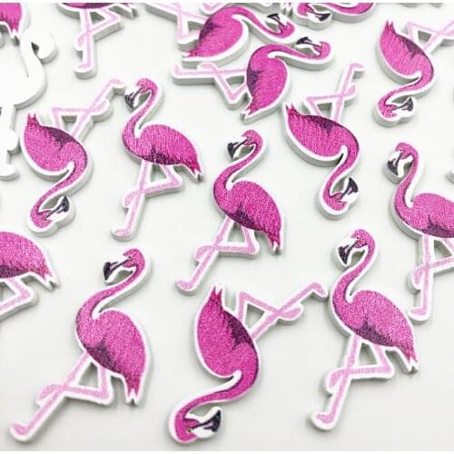 50 pcs no- Holes Flamingos Wooden Buttons Sewing Buttons Scrapbooking Crafts Accessories 22*35mm WB689