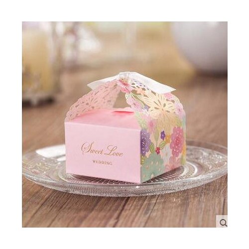 50 pcs Flower Candy Bag Elegant Romantic Wedding Decoration Party Event Supplies Laser Cut Sweet Favors Paper Gift Box For Guest