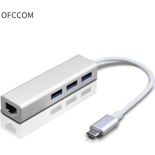 OFCCOM USB C Ethernet USB 3.0 2.0 to RJ45 Hub 10/100/1000M Ethernet Adapter Network Card USB Lan For Macbook Windows Tpec C