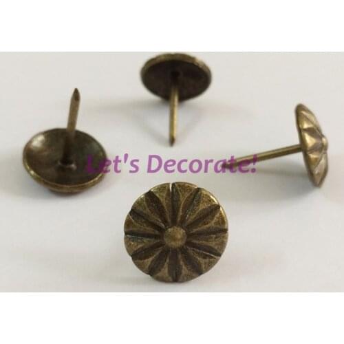 Free DHL shipping 1500pcs/lot 16mm Brass Color With Daisy Flower Home or Garden Decorative Tack/Hobnail, Upholstery Nail