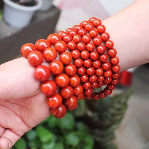 Genuine Southern Red Agate Jade Bracelet Multi-turn Bangle Women Men 108 Round Stone Beads Elastic Beaded Bracelets Gifts Ladies