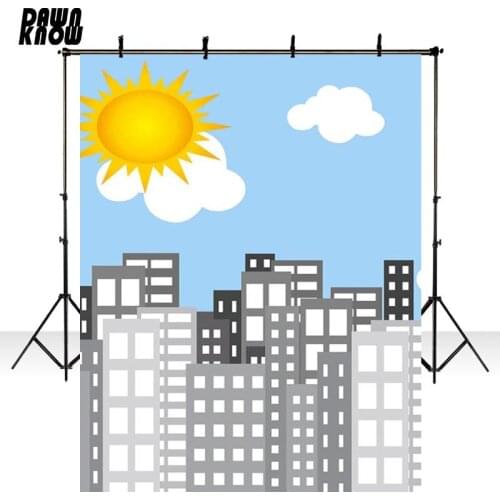 DAWNKNOW Cartoon Building Fotografia Background For Wedding Photography Backdrop For Children Photo Shoot Photocall lv1015