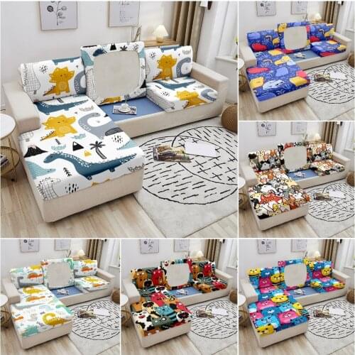 Cartoon Animal Elastic Sofa Cover For Living Room Stretch Seat Covers Sofa Slipcovers Chaise Longue Loveseat Armchair Cover