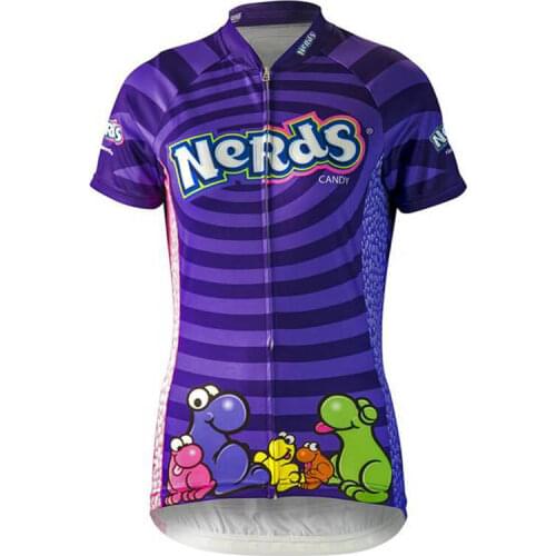 EUSKADI Summer Womens Purple Nerds Cycling Jersey Short Sleeve Road Bike Clothing Girl Bicycle Clothes Maillot Ciclismo Mujer