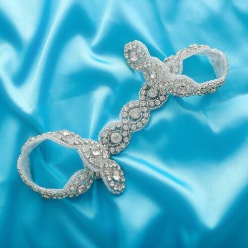 Crystal DIY Wedding Dresses Clear Accessories Bridal Beads Chain Rhinestones Silver Applique Belt Sewing S108