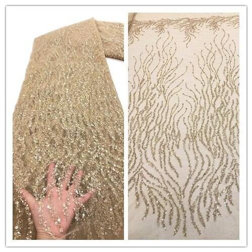 Fashion African Mesh Lace Fabric J-168882 High Quality Sequins French net tulle Lace Fabric Mesh Lace For Wedding Sewing