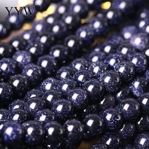 Natural Blue Sandstone Round Loose Beads 16" Strand 4/6/8/10/12/14/16/18/20mm Pick Size For Jewelry Making Bracelets 5sets/Lot