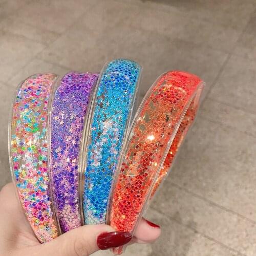 1PC Fashion Women Girls Hairbands Star Sequin Quicksand Hair Hoops Glitter Transparent Headbands Lovely Korean Hair Accessories