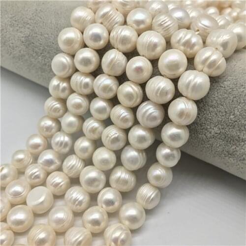 Big Hole 11-12MM Potato Shape 14 '' Cultured Natural Pearls Freshwater Pearls Necklace for Jewelry Making Diy
