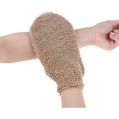 1pcs Exfoliating Hemp Glove Mitt Mitten Bath Sponge Scrubber Remove Dead Skin Deep Clean & Invigorate Your Skin Double Side