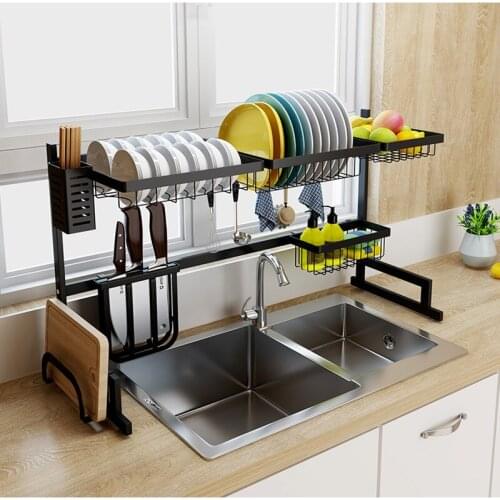 65/79/85/95cm Stainless Steel Kitchen Shelf Organizer Over The Sink Dish Drying Rack Holder Draining Shelf Storage Organizer