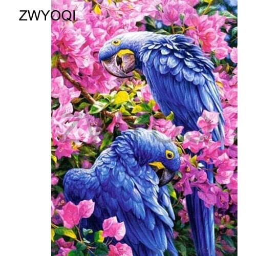Full Round Diamond mosaic parrot flower DIY 3D Diamond painting Cross stitch parrot Full Square Diamond embroidery parrot flower