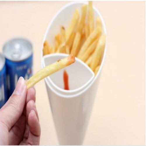Portable potato chip cup with dipping container plastic fashion white party salad bowl plates tableware