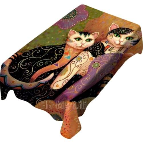 The Cat Painting Design Rectangle Tablecloth Picnic Bbq Kitchen Dining Decoration