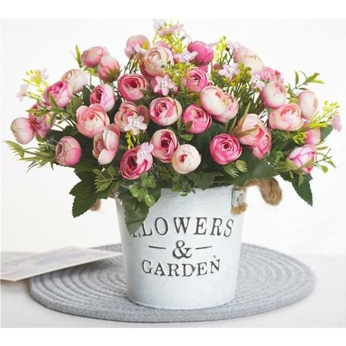 Multicolor Tea Roses vases for home decoration accessories fake daisy plastic flower wedding decorative Artificial flowers cheap