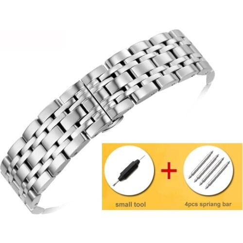 18/20/22mm Stainless Steel Watch Band Strap Silver Polished Mens Luxury Replacement Metal Watchband Bracelet Accessories