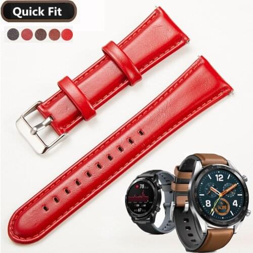 Quick Fit 18mm 20mm 22mm 24mm Genuine Leather Straps For Samsung Gear S3 S2 for Huawei GT 2 Watchband High Quality