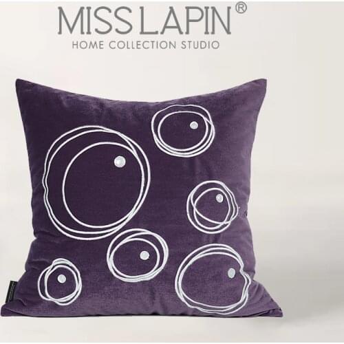 MISS LAPIN Designer Style Throw Pillow Water Bubbles Embroidery Purple Velvet Cushion Cover Kids Children Bedroom Decoration