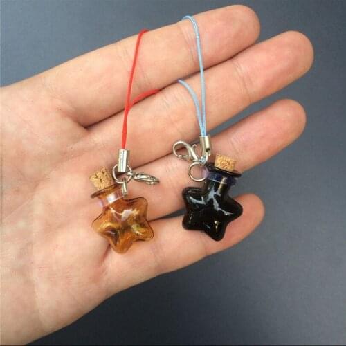 Glass Bottles Pendant With Key Chains Lobster Clasp Bottles Handmade Stars Pendant Gift Bottles Mix 7Colors Free Shipping