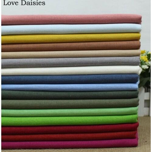 55% Cotton/45% Linen High Quality Solid Color Wine Red Blue Army Green Fabric for DIY Apparel Dress Cushion Handwork Craft Bags