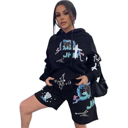 Tie Dye Printed Women Clothing Set Two Piece Long Sleeve Blouses + Shorts Ladies Outfits Fashion Casual Female Clothes Set 2021