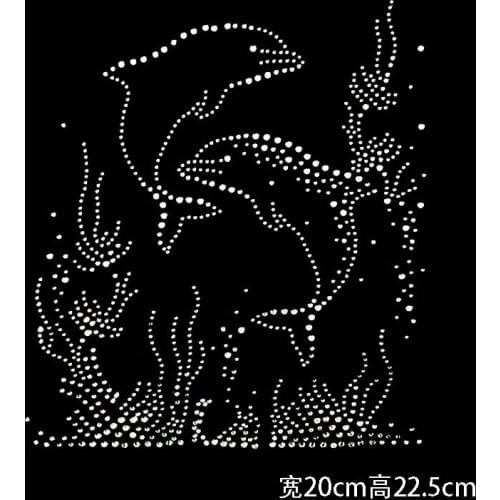 10 pc/lot Chest Dolphin hotfix rhinestones, heat transfer design iron on motifs,rhinestone for garment,T-shirt