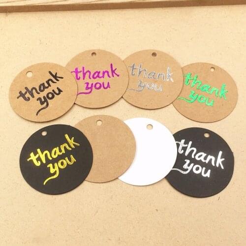 100 PCS 4x4 cm party supplies Round Thank You Kraft Paper Hang Tag For Gifts Crafts Paper Tag Price Tags