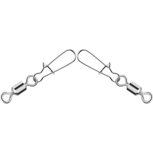 100 Pcs Fishing Connector Pin Bearing Rolling Swivel with Snap Fishhook Lure Tackle-2.2 X 0.28Cm & 3.6 X 0.4Cm