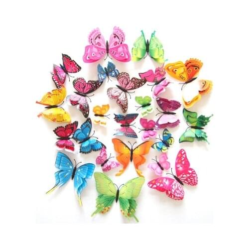 12Pcs/lot 3D PVC Butterfly Decoration Magnet Butterflies on the wall DIY Wall Paper for Kids Room Party Decor