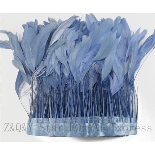 2-10 yards of natural 15-20CM (6-5 inches) tail hairs dyed light blue to make cloth edges DIY clothing crafts feathers