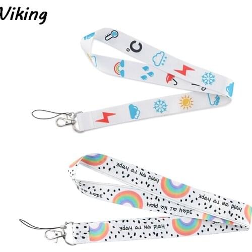 20pcs/lot G1245 Rainbow Phone Lanyards For Keys ID Phone Neck Strap Keychains USB badge Holder Phone Hang Rope Weather Lanyard