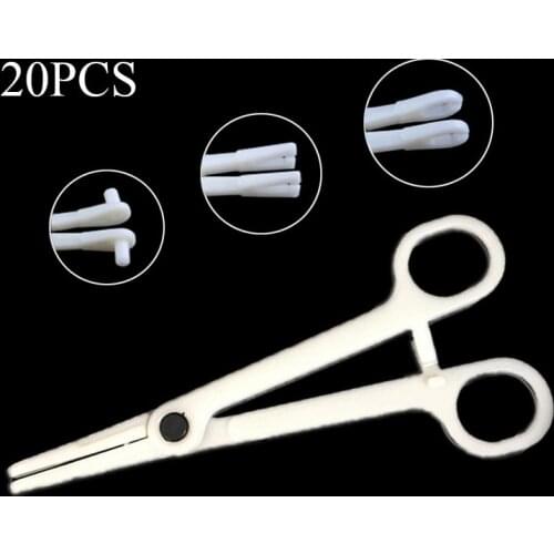 20PCS Disposable Sterile Slotted Navel Forceps Clamp Triangle Open Plier Ear Nose Piercing Tools Tattoo Piercing Supply