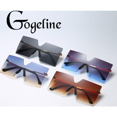 2020 Oversize Square Women Men Siamese Sunglasses Ocean Lens Sun Glasses Rimless Gradient Eyewear Oculos Metal UV400