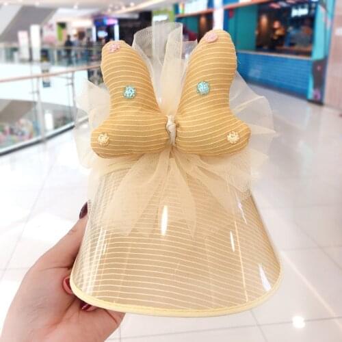 2021 Cute Baby Girl Hollow Cap Sun Hat With Ears Spring Summer Newborn Photography Road Sun Hat Toddler Girl Outdoor Visor Hats
