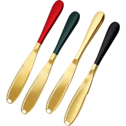 4pcs/Set Stainless Steel Golden Butter Knife Cheese Slicer Spatula Dessert Spreaders Cream Knife Breakfast Kitchen Tool