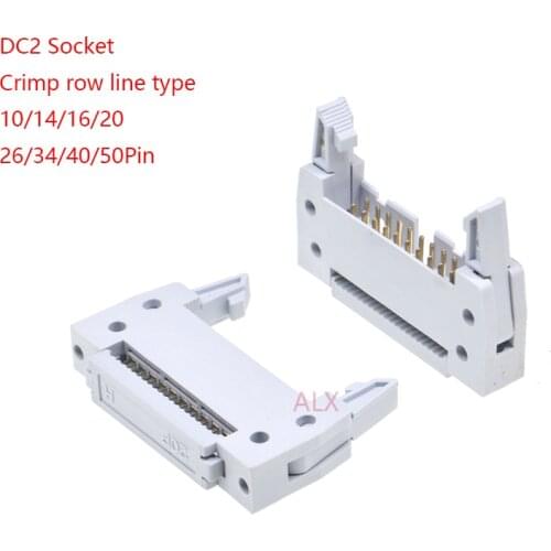 5pcs DC2 2.54mm Pitch White idc Socket Connector 10/14/16/20/26/34/40/50 Pin Crimp row line type box header 10P/14P/16P/20P/40P